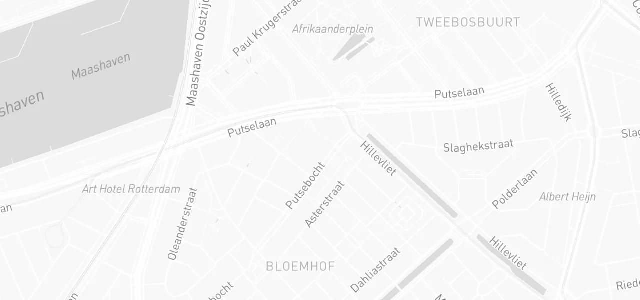 Kaart met de locatie van Peace Rijschool aan de Willem Smalthof, Rotterdam